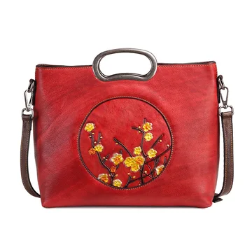 Луксозни Дамски чанти от естествена кожа, Дамски Цветя, с Елегантна чанта През рамо, Чанти-незабавни посланици от естествена телешка кожа, Ръчно изработени Дамски чанти-тоут