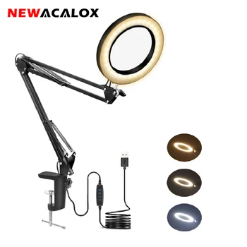 NEWACALOX 5X USB Лупа Заваръчни Увеличителни Очила Инструмент на трета страна За Запояване Ръце Помощ Сгъваема Настолна лампа Инструмент за Лупи