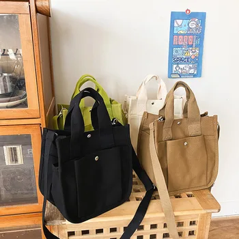Модерна чанта, дамски холщовая ежедневна чанта-тоут, студентски чанта през рамо, обикновена чанта-незабавни посланици с магнитна тока, Дизайнерски чанти Лукс
