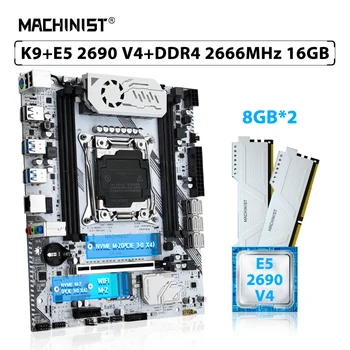 MACHINIST X99 Комплект дънната платка LGA 2011-3 Комплект Xeon E5 2690 V4 Процесор CPU 16 GB = 2 елемента * 8 GB 2666 Mhz DDR4 Памет RAM, WiFi 3,0 SSD K9