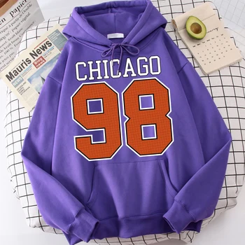 Мъжки hoody С качулка Chicago 98 Street City с надпис, Класически универсален спортен костюм, Модни качествена дрехи, индивидуалност, блузи в стил Харадзюку