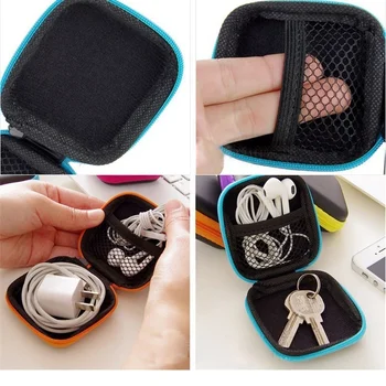 Мини Преносима чанта за слушалки от висок Клас Портфейл за монети, калъф, USB-кабел, слушалки, Кутия за съхранение на Твърд диск от материал EVA, чанта за носене