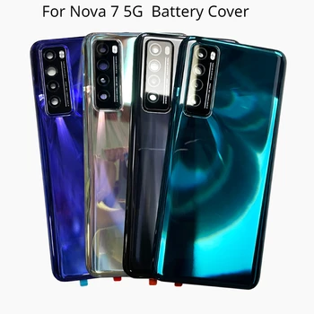 Nova 7 5G Стъклена делото За Huawei Nova 7, резервни части, задно корпус, стъклен калъф за задната врата + лепило