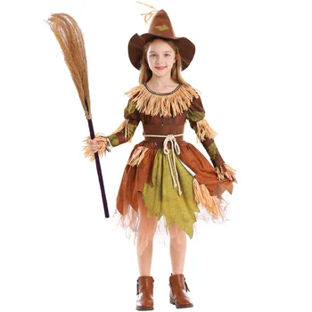 Комплекта дрехи с пугалом за момичета, Ужасна шапка, колан, детски костюми за Cosplay на Хелоуин облекло за ролеви игри в детската градина