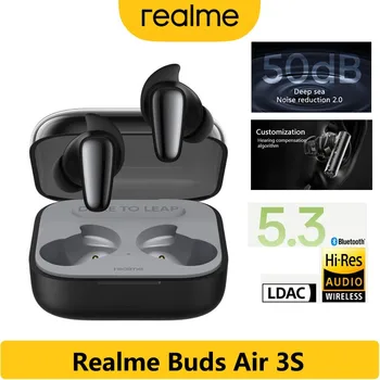 Оригинални слушалки Realme Рецептори Air 3S Bluetooth 11 мм с титанов щанга с тройно басовым двигател IPX5, слушалките с шумопотискане при разговор
