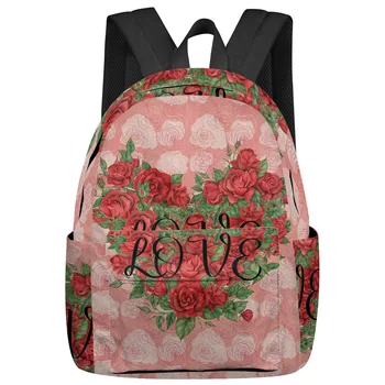 Розови цветя-минималистичные студентски училищни чанти за лаптоп, Изработен по поръчка Раница За мъже, жени, Женски пътен Mochila
