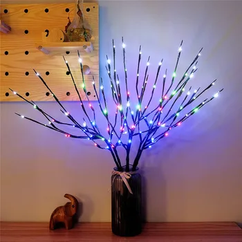 20 Светодиодни осветителни тела на клон на дърво, Декоративни цветни светлини, Клон с подсветка, Сватбени Коледни нощни лампи, Лампа за къмпинг, лампа за палатка
