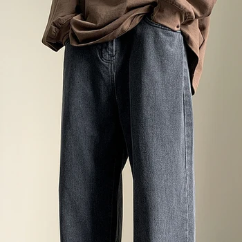 Мъжки 2023 Нови Модни американски панталони в стил хип-хоп с широки Штанинами, Маркови обикновена дънки Унисекс
