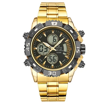 Лидер в продажбите, мъжки часовник от неръждаема стомана Stryve 8018, водоустойчив кварцов цифрови спорт часовници с двойно предназначение OEM Accept
