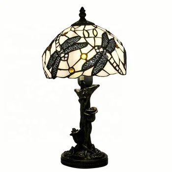 Настолна лампа от витражного стъкло с шарени кончета в стил Тифани LongHuiJing