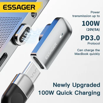 Essager PD 100 W Магнитен C USB OTG Адаптер Бързо Зареждане Type C Магнитен Конектор 20 gbps Синхронизация на данни 4K @ 60 Hz За Лаптоп Macbook