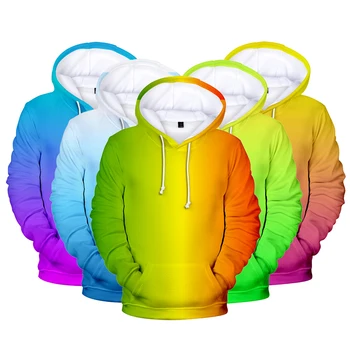 3D Качулки Мъжки Пуловери Цветни Градиентные Костюми Хип-Хоп Дамски Блузи, Блузи С качулка, С Дълъг ръкав Rainbow Cool 3D Sweatshirt