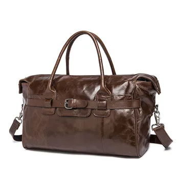 Големи чанти от кожа с масло и восък почивен ден за мъжете, пътна спортна чанта, лаптоп чанти за през рамо, мъжки модерна чанта за ръчно изработени от естествена кожа
