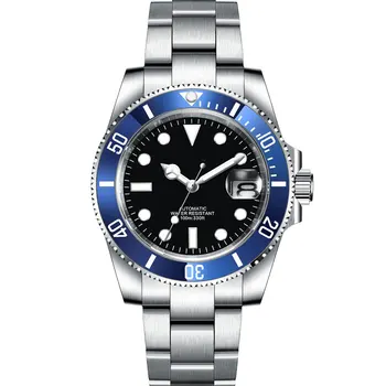 Черни Луксозни мъжки часовници с матово покритие каишка Oyster, сапфирен кристал, светло синьо