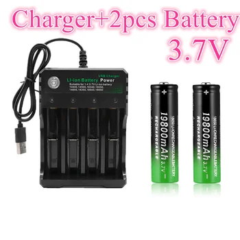 100% Нова Батерия 18650 3,7 В, литиево-йонна батерия за led фенерче, батерия 18650 на Едро с USB-зарядно устройство