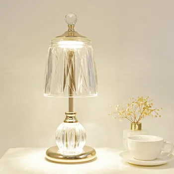 Скандинавска Кристален led настолна лампа за дневна, Прикроватной нощни шкафчета в спалнята, Стъклена Луксозна Романтична Лампа за творчески дом декор
