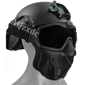 Разход на страйкбольный каска MICH 2000, пейнтбольная маска с предпазни очила и стоманена мрежа, прах NVG от алуминиева сплав