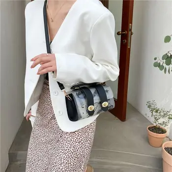 Корейската 2023 Нова лятна Прозрачна Желейная дамски мини-квадратна чанта Ins, модерна чанта, висококачествена универсална чанта през рамо с едно рамо