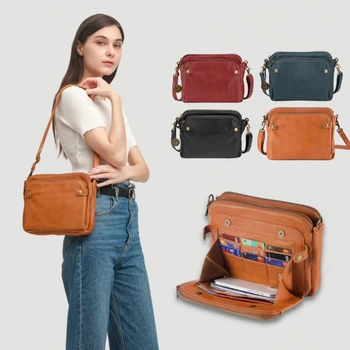 2023 Кожени чанти през рамо и клатчи Дамски трехслойная чанта през рамо от изкуствена кожа, Дамски чанти-чанти с цип
