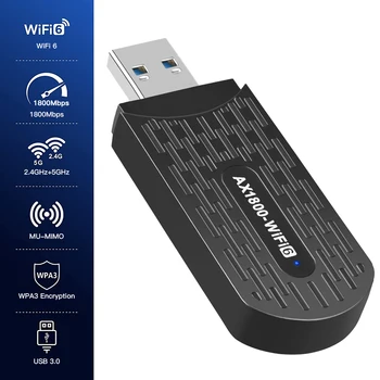 WiFi 6 USB адаптер двойна лента AX1800 2,4 G/5GHz Безжичен Wi-Fi Ключ Мрежова карта USB 3.0 WiFi6 Адаптер За Windows 7/10/11