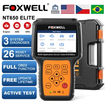 FOXWELL NT650 Elite OBD2 Авто Скенер ГУМИТЕ SAS A/F Oil EPB BRT DPF 26 + Нулиране на ABS, SRS Професионален Инструмент за Диагностика на Автомобил