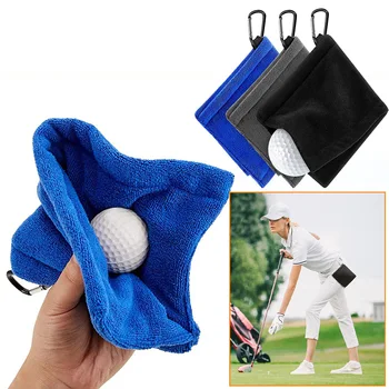 Квадратна кърпа за почистване на топки за голф от микрофибър с карабинер за пречистване на вода, стика за голф, за главата, кърпа за изсушаване