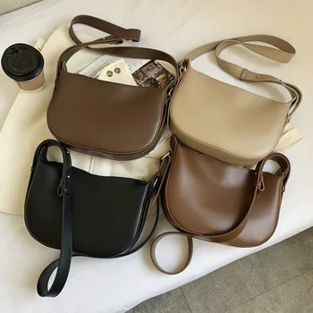 Обикновен женски отличителни чантите в ретро стил, чанти през рамо с Голям капацитет За жени, дамски чанти за рамо във формата на Полумесец, чанти под мишниците, чанти във формата на Полумесец