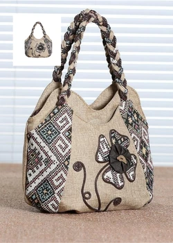 Лека и здрава чанта ръчна изработка в стил ретро с множество офиси с пискюл на етнически китайски стил