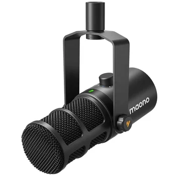 MAONO Програмируем динамичен микрофон XLR и USB двухрежимный студиен микрофон за стрийминг на подкасти, игри, професионални XLR микрофони