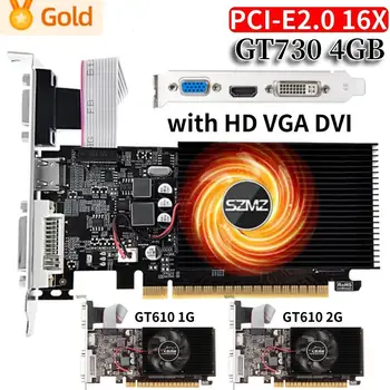 Видео карта GT730 4 GB DDR3 с пристанище, HDM VGA DVI PCI-E2.0 16X Компютърна графична видео карта GT610 1/2 GB за офиса/Дома