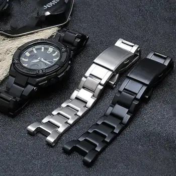 Каишка за часовник Casio G-Shock GST-стилен компактен дизайн, w300 GST-400G GST-В100 GST-210 S100D/S110D/W110 от неръждаема Стомана, Метална Каишка за Часовник, Гривна