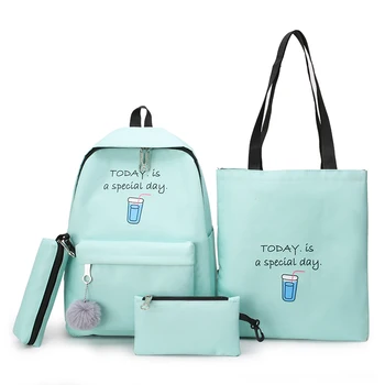 Комплекти от 4 теми, холщовые училищни чанти за момичета, детски чанти на рамо, Нова тенденция женски раница, Модерен женски раница