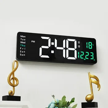 Големи Дигитални стенни часовници-часовник С дисплей за дата на седмица Настолни часовници-Стенни led Часовник с дистанционно управление Умни led настолни часовници