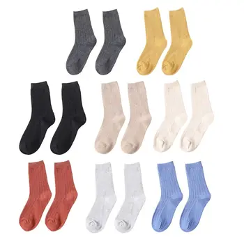 5 двойки женски трикотажни топли чорапи, модни ежедневни зимни вълнени чорапи свободно размер