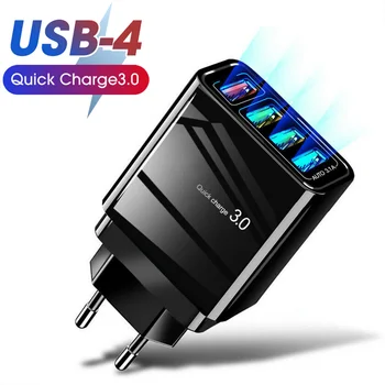 4 порта USB 3.0 Зарядно Устройство за Всички USB зарядни устройства, Смартфон Универсален Щепсел на Адаптера За Зареждане на Пътен Адаптер За Бързо Зареждане