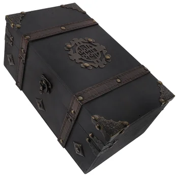 Дървена ковчег за бижута, Органайзер за бижута, Пиратско съкровище, Малката Ръчно изработени Дървени Ретро-Обков за фотосесия