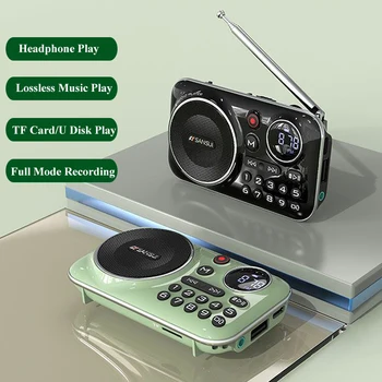 Преносим Мини-Джобен радио FM приемник Bluetooth5.0 Говорител Hi-Fi TF/U Диск, MP3 Музикален Плеър, Поддръжка на Запис на Възпроизвеждане Слушалки