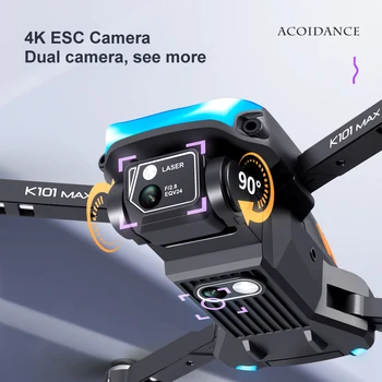 2022 Нови Мини-търтеи K101 Max 4K с двойна HD-камера, Оптично поток, 3-странен локализация заобикаляне на препятствия, Радиоуправляеми Квадрокоптер, играчки, подаръци