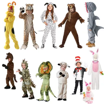Дете деца кон, Заек, куче, лъв, тигър, динозавър, защото костюми за момчета и момичета агне овца карикатура на животните тела Хелоуин Пурим