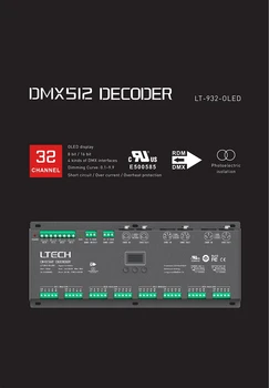 Напълно НОВ LT-932-OLED 32-канален DMX512 Декодер LED RGBW STRIP Lighting Декодер DC12V-24V * 32CH Сценичното Осветително оборудване