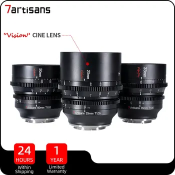 7artisans 25 мм и 35 мм и 50 мм Т1.05 Vision Кинообъектив за Canon RF Fuji X Sony E M4/3 Panasonic L Mount APS-C Обектив на камерата