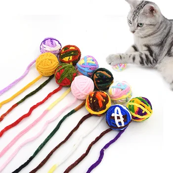 Играчки за домашни котки са предназначени за самостоятелно забавление или дъвчете и закачат котки играчки топки с цветни вълнени топки, аксесоари за котки непоседа играчка за котки, аксесоари