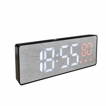 1/2 бр. Дигитален аларма, показване на температурата, датата, Повторение, USB, десктоп огледално led часовници за декориране на дневната