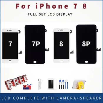 Пълен Комплект LCD дисплей За iPhone 7 8 Plus Подмяна на Екрана е Сензорен Дигитайзер възли За iPhone 7P 8P Дисплей + Предна камера + Говорител