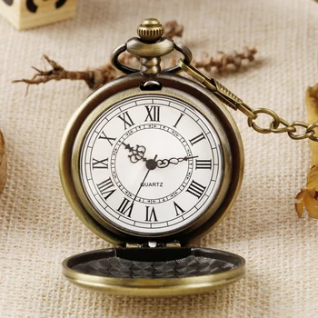 Бронзови Старинни Кварцови часовници Джобни All Хънтър Steampunk Огърлица Верига Часовници Мъжки Дамски подарък CF1907 reloj hombre