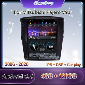 Автомобилно радио Android 9 в стил Kaudiony Tesla за Mitsubishi Pajero Sport V93, авто DVD-мултимедиен плеър, автоматична GPS навигация 2006-2021