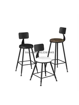 Модерен бар стол, високо столче, скандинавски просто семейно кафене, рецепция, бар стол с облегалка, черна
