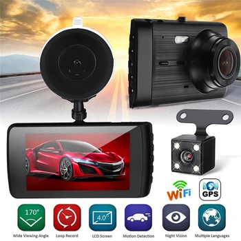 Видеорекордер WiFi Full HD 1080P Авто Dvr Камера за задно виждане, видео Рекордер Черна Кутия за Нощно Виждане Автоматично Видеорекордер Автомобилна Камера, GPS Тракер
