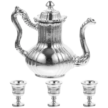 1 комплект миниатюрни метални чаени чаши, комплект манекени, мини-чаен комплект миниатюрни уреди за дома, подпори