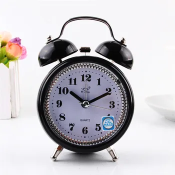 Квадратен Камбанка във формата на сърце, Digital alarm clock, Без тиканья, Двоен звънец, будилник с ночником за деца, Спални за момичета, Домашен декор